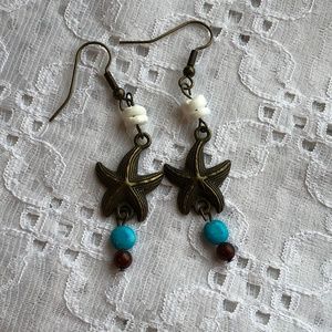 NEW  Pierced Earrings Shell Turquoise Jasper